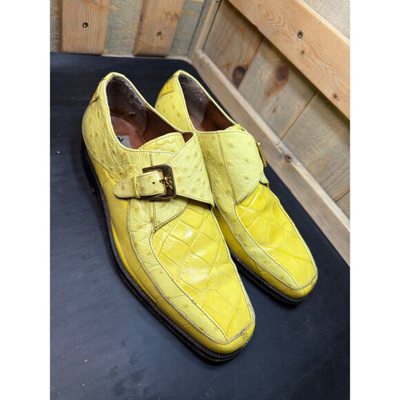 Marco Vicci Yellow Ostrich & Croc Leather Monk Strap Dress Shoes Size 8.5 main image 9
